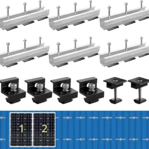 12 Pcs Solar Panel Bracket Kit  Aluminium Mounting Rail 30mm/35mm End Clamps Brackets for Flat Roof PV Mounting Rail