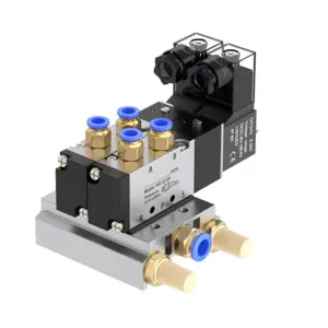 4V110-06 AC 110/220V DC 12/24V 2/3/4 Way Multi Option Pneumatic Solenoid Valve Block With Muffler Fitting Base Manifold ﻿