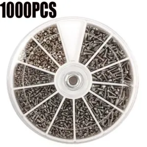 1000Pcs Small Stainless Steel Screws Set for Glasses Watch Repair Mini Screws Electronics Bolts Nuts Kit Assortment Tool Boxs