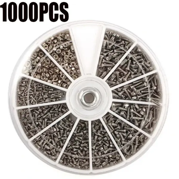 1000Pcs Small Stainless Steel Screws Set for Glasses Watch Repair Mini Screws Electronics Bolts Nuts Kit Assortment Tool Boxs