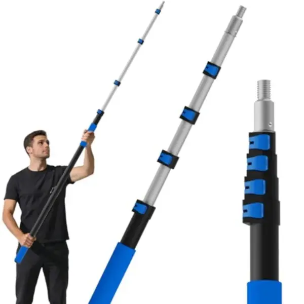 26ft Telescopic Extension Pole 5-20ft Paint Roller Extension Pole with Flip-Lock Design Aluminum Alloy Threaded Head for Painti