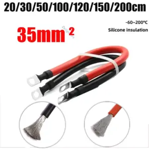 3 AWG Inverter Solar Battery Silicone Cable with M6 M8 M10 Terminals 35mm² Silicone Wire For Automotive Inverter Marine Boat RV
