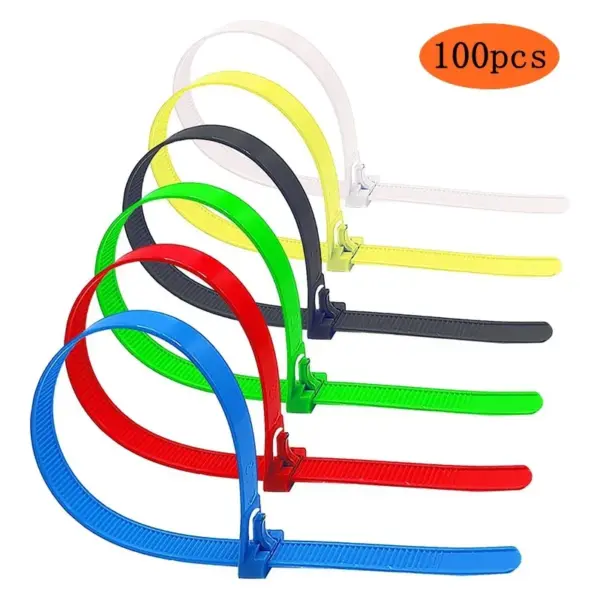 Reusable Cable Ties 100 Pack Colorful Heavy Duty Zip Tie Thick Nylon Cable Ties Releasable 80lb Indoor Outdoor Home Organizers