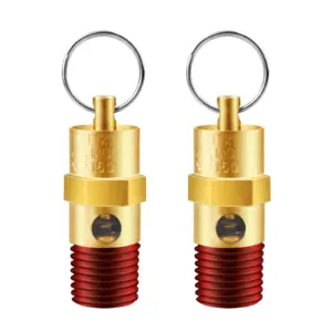 2 Pieces 1/4" Male NPT Brass Safety Valve 150psi Pressure Relief Valve Air Compressor Check Valve AX Series