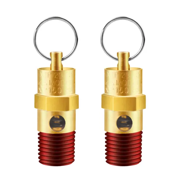 2 Pieces 1/4" Male NPT Brass Safety Valve 150psi Pressure Relief Valve Air Compressor Check Valve AX Series