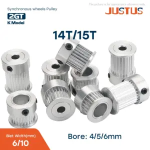 GT2 Timing Pulley 14T/15 Teeth Bore 4/5/6mm 2GT Synchronous Wheels Width 6/10mm Belt 3D Printer Parts