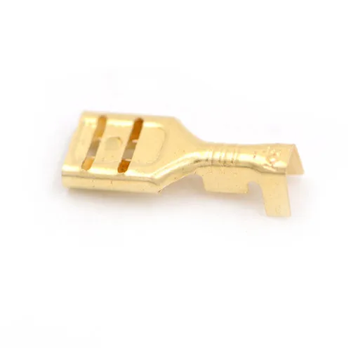 100 Pcs 6.3mm Gold Brass Car Speaker Female Spade Terminal Wire Connector