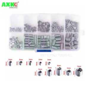 200pcs Set Grub Screw Metric Thread Allen Socket Head Bolt 304 Stainless Steel Carbon Steel Black Assortment Kit M3 M4 M5 M6 M8
