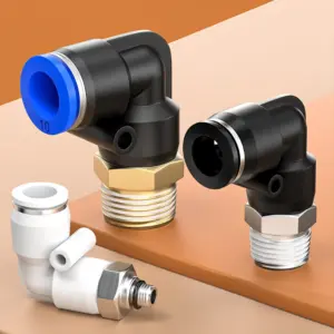 20PCS/LOT PNEUMATIC Male Elbow PL12/14/16 X M5/9.7MM/12.7MM/16MM/20MM NPT Thread 90 Push to Connect Pneumatic Fittings