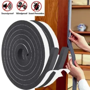 2pcs 2mX1.5cm Sponge Foam Seal Strip Tape Adhesive Anti Collision Soundproof Weather Stripping for Doors Windows Furniture