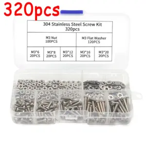 320pcs/Set M3 Stainles Steel Screws Bolts And Nuts Washers Assortment Kit Metric Machine Screws Diy Repair Combination