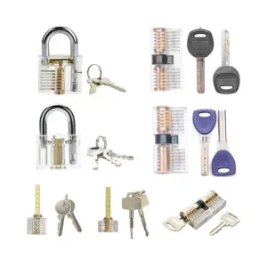 5/7PCS Set Combination Practice Padlock Transparent Locks Locksmith Training Tools Visible Lock Pick Sets Practicing Skill