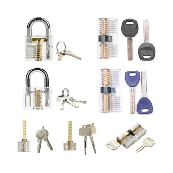 5/7PCS Set Combination Practice Padlock Transparent Locks Locksmith Training Tools Visible Lock Pick Sets Practicing Skill