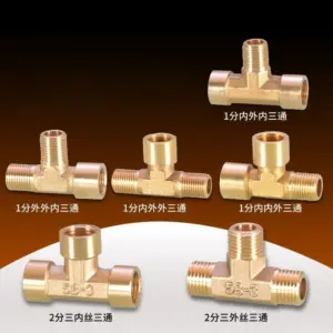 Pneumatic Plumbing Brass Pipe Fitting Male/Female Thread 1/8 1/4 3/8 1/2 BSP Tee Type Copper Fittings Water Oil Gas Adapter