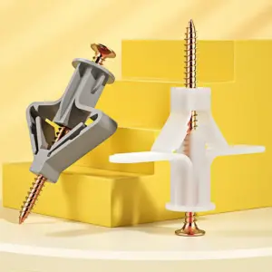 100pcs Drywall Anchor Kit Hollow Wall Anchors Plasterboard Plugs Screws Butterfly Expansion Tube Pipe 50 Set