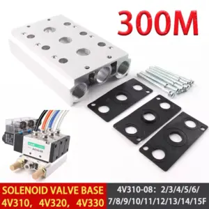1pcs 300M Material Alumiume Solenoid Valve Base 2-6/7/8/9/10/11/12-15F Pneumatic Solenoid Valve 4V310-08 Base With Gasket Screw
