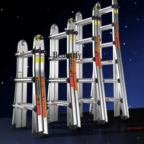 Aluminum alloy, telescopic ladder engineering Portable multi-functional lift folding ladder for home use