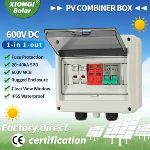 1 PCS Solar photovoltaic PV DC Combiner Box Surge Lightning Protection 1 input 1 out DC 600V Fuse MCB SPD DB Waterproof Box IP65