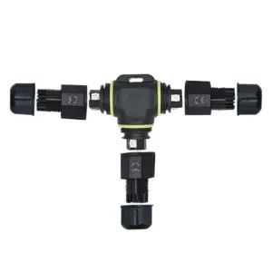 3 Way 3 Pin Waterproof Connector IP68 Nylon Copper Wire Terminal Adapter T Shape Sealed Cable Gland Junction Box for LED Light