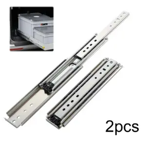 1 Pair 44 Inch Drawer Glides with Lock Metal Rails Track Guide Glides Runners Side Mount for Kitchen Cabinets Garage Workshop