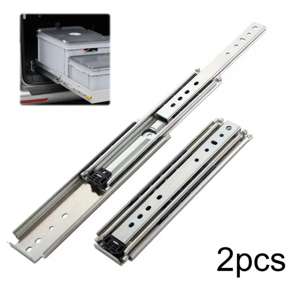 1 Pair 44 Inch Drawer Glides with Lock Metal Rails Track Guide Glides Runners Side Mount for Kitchen Cabinets Garage Workshop