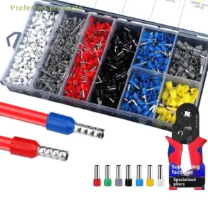 450/700/1250Pcs Wire Connector Insulated Terminator Set, Electrical Crimp Tubular Terminal Block Kit