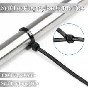 Black Nylon Cable Ties Self Locking 100/150/200mm Black Plastic Zip Wire Binding Wrap Straps DIY Cable Fasten Organiser