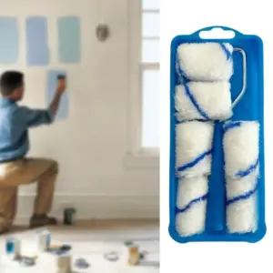 High-Density Fabric Paint Rollers Set Lint-Free Smooth Finish Paint Roller Tray 2Inch Mini Paint Roller Painting Walls