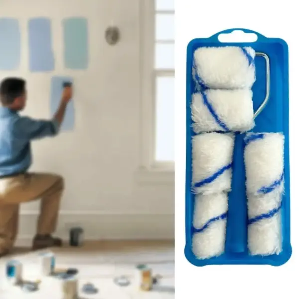 High-Density Fabric Paint Rollers Set Lint-Free Smooth Finish Paint Roller Tray 2Inch Mini Paint Roller Painting Walls