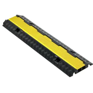 Cable Protector Ramp 22 000 lbs/axle Capacity 2 Channel Heavy Duty Rubber Cord Hose Wire Cover 1.3 x 1.2 in Channel Traffic Spe