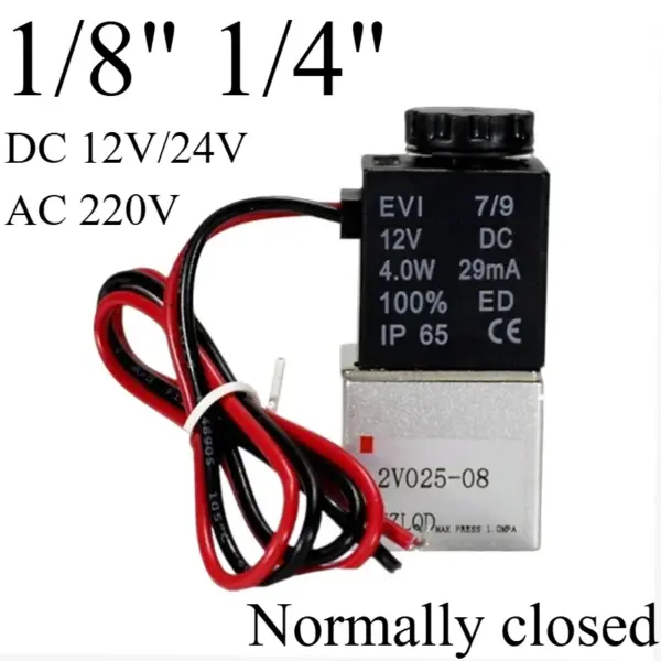 Normally Closed brass Solenoid Valve 1/4" 1/8" DC 12V 24V 110V 220V 2 Way Direct-acting Pneumatic Valves For Water Air Gas Hot