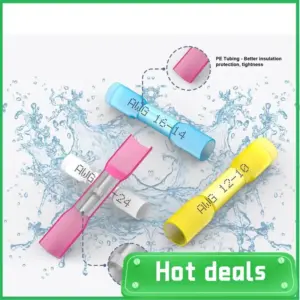 AC62-210PCS Heat Shrink Butt Connectors, Marine Grade Electrical Wire Connectors Kit, For Cable, Boat,