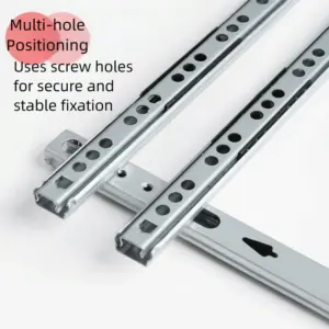 2PCS Smooth Glide Bearing Drawer Slides 17mm Wide Hardware Accessories Drawer Rail Full Extension Two Way Slide Drawer Glides
