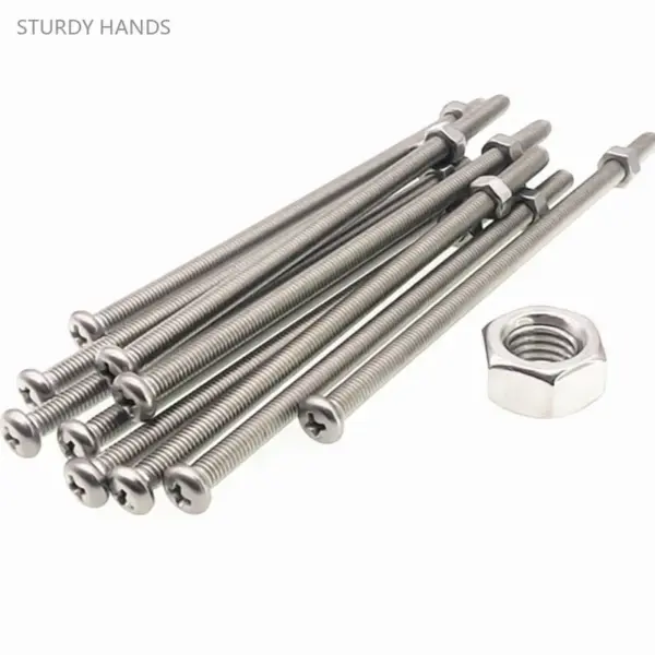 4/5pcs 304 Stainless Steel Cross Round Head Bolt Lengthening Screw Rod Nut Set Woodworker Hardware Fastener M3M4M5M6