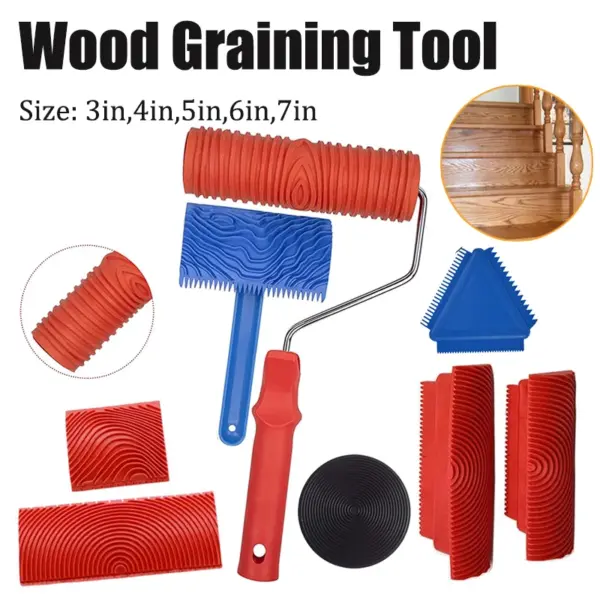 Rubber Wood Graining Tools Set Texture DIY Paint Roller Brush Pattern for  Decoration Painting Tools Wall Room Home Yard Garden
