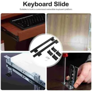 2PCS New Ball Bearing Drawer Runners Full Extension Side Mounting Drawer Slide Rail Low-Noise Adjustable Pull Out Tray Dresser