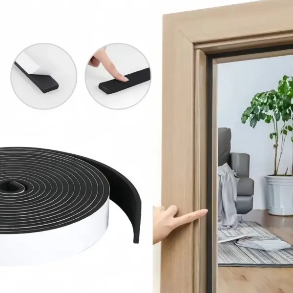 1pc 2mX3cm Foam Door Window Sealing Strip Weather Stripping Self-Adhesive Soundproof Windproof Dustproof Draught Excluder