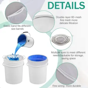 14 Pcs Mesh Paint Strainer Combo Set with 4 Size 60 Mesh Strainer, 10 Pcs Paint Nylon White Fine Bag 5 Gallon &1 Gallon-A21R