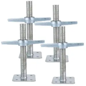 Scaffold 12" Adjustable Leveling Galvanized Screw Jack with Base Plate, 4 Pack