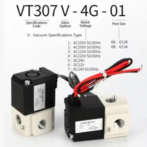 3/2 Way Pneumatic Vacuum Solenoid Valve Pilot-Operated High Frequency Direct-acting 2 Position 3 Way 220V 24V 12V VT307V