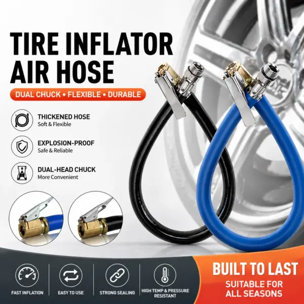 Tire Inflator Hose Tyre Hose Portable Air Compressor Pipe Rubber Air Rubber Hose for Car Motorbike Accessories
