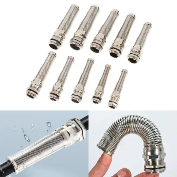 🌟IP68 Electrical Waterproof Strain Relief Anti-Bending Nickel-Plated Brass Cable Gland Connector Nylon Metal Cord Grips