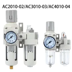 AC2010-02 AC3010-03 AC4010-04 Pneumatic Pressure Regulator Oil Water Separator Manual Drainage Compressor Air Filter. Metallic