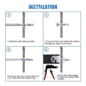 AC23-Hollow Drive Wall Anchor Screws Tool Heavy Duty Hollow Wall Anchors Tool Plasterboard Fixing Tool Cheville Bolt