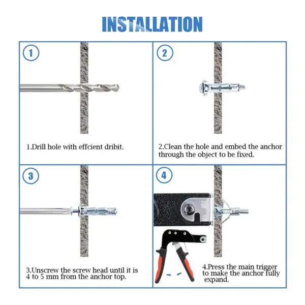 AC23-Hollow Drive Wall Anchor Screws Tool Heavy Duty Hollow Wall Anchors Tool Plasterboard Fixing Tool Cheville Bolt