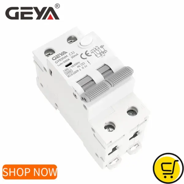 GEYA GYR9NM 230V 2P 4P Residual Current Circuit Breaker with Over and Short current Leakage Protection RCBO MCB Din Rail Max 40A