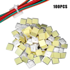 Cable Tie Base Zip Tie Mount Wire Wall Holder Fixing Seat Clamps 100PCS White Self Adhesive 2cm x 2cm