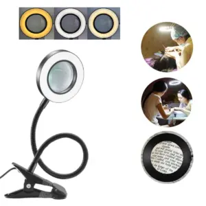 5X Magnifying Desk Lamp LED Illuminated Magnifier 3 Colors LED Magnifying Glass for Soldering Iron Repair/Craft /Hobby /Nail