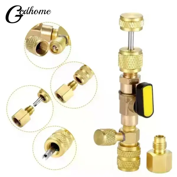 【NEW】1 Set For R22 R410a R134A R12 R32 Refrigerant Valve Core Remover Installer Kit With 1/4" & 5/16" Port Schrader Valve Tool