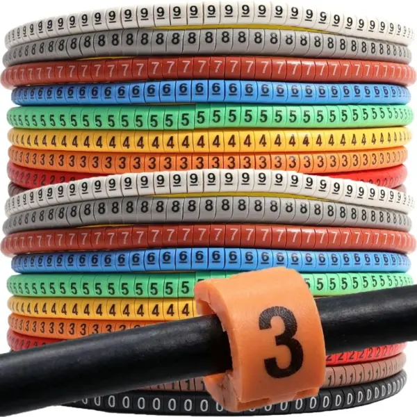 500/2000 Labels Insulated Cable Marker Wire Labels PVC Wire Marking Cable Sleeves 0 To 9 Colored Wiring Accessories